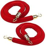 Belle Vous 2 Pack Red Velvet Barrier Rope - W150 x D3.5cm / 59.1 x 1.38 Inches - Polished Gold Snap Hooks for Ball Top Stanchion Post Hanging - Thick Queue Line Divider & Crowd Control Barrier