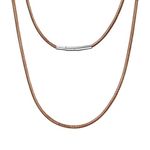 PIYIZ 2mm Brown Leather Necklace 18 Inch Rope Chain with Stainless Steel Clasp Braided Cord Chain String Necklace for Men Women -18 Inch