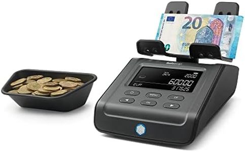 Safescan 6165 Money Counting Machine that Value Counts Coins and Banknotes - Coin Counter with Automatic Coin Roll Recognition - Money Scale for Quick and Easy Cash Drawer Counting