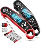 Meat Thermometer Digital, SOQOOL Instant Read Food Thermometers for Kitchen Cooking with Probe, Backlight, Magnet, Waterproof, for Candy, Grill BBQ, Oil Deep Fry, Baking,Turkey & Liquids(2 Pack)