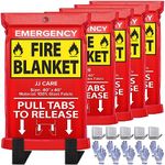 JJ CARE Fire Blanket – 5 Packs with Hooks and Gloves – Emergency Fire Blanket for Home & Kitchen, High Heat Resistant Fire Suppression Blankets for Home Safety, Kitchen, and Camping