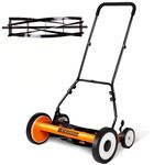 Walensee Push Reel Lawn Mower, 18-Inch 5-Blade Cordless Walk-Behind Steel Manual Reel Lawn Mower, with 9-Position Cutting Height Adjustment & Sponge Grip