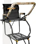 Muddy MLS1550 Skybox Deluxe 20' Tall Single Steel Ladder Tree Stand with Adjustable Padded Shooting Rail for Big Game & Hunting
