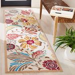 SAFAVIEH Four Seasons Collection 2'3" x 6' Ivory/Grey FRS475A Hand-Hooked Floral Runner Rug