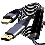 4K DisplayPort to HDMI Cable 40FT with IC, 4K60HZ (1440P 60Hz, 1080P 120Hz), DP to HDMI for Dell, Monitor, Projector, Desktop, AMD, NVIDIA, Lenovo, HP,ThinkPad-Grey Samsung and More