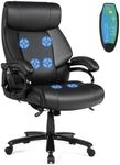 Giantex Big and Tall Office Chair 500lbs, Heavy Duty Executive Office Chair with 6 Massage Points, Extra Wide Seat, High Back Ergonomic Leather Reclining Swivel Computer Chair, Home Office Desk Chairs