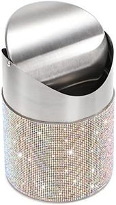 ZOOFOX Countertop Trash Can, 1.5 Liter Bling Rhinestone Garbage Bin with Swing Lid for Home, Office, Vanity Tabletop, Bedroom, Bathroom