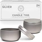 Hearts & Crafts Silver Candle Tins 8 Oz with Lids 24-Pack of Bulk Candle Jars for Making Candles, Arts & Crafts, Storage, Gifts, and More Empty Candle Jars with Lids