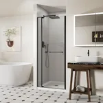 ACE DECOR 28-32" W x 72" H Frameless Pivot Shower Door, Pivot Swing Shower Glass Door with 1/4" (6mm) and 5/16" (8mm) Tempered Glass, Easy-Clean Coating, Matte Black Finish, Reversible Installation