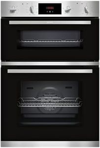 NEFF U1GCC0AN0B Double Oven with LCD Display, Stainless Steel and Black, Integrated, 88.8 x 59.4 x 55cm (H x W x D)