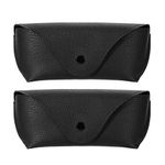 Hifot Leather Eyeglasses Case 2 Pack, PU leather Portable Travel Slip In Eyeglasses Case, Soft Sunglasses Case Pouch Holder