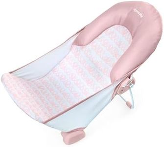 Ingenuity, FoldAway 2-Position Bather, siège de bain bébé réglable à 2 positions pour évier ou baignoire, âge 0-6 mois, jusqu'à 9 kg, Rose