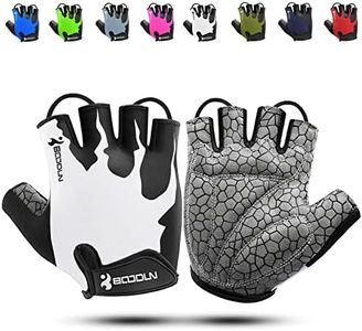 KONVINIT Guanti da ciclismo mezze dita unisex Guanti da bici traspiranti imbottiti senza dita con impugnatura antiscivolo per MTB,ciclismo su strada,palestra,Crossfit e sollevamento pesi L