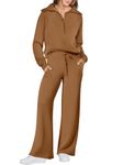 ANRABESS Women 2 Piece Outfits Sweatsuit Oversized Sweatshirt Sweatpants Tracksuit Sweat Lounge Matching Set 2024 Fall Trendy, Caramel, X-Large