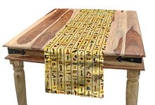 Ambesonne Egyptian Print Table Runner, Colorful Hieroglyphics on Papyrus Old Paper Style Background Cairo Culture, Dining Room Kitchen Rectangular Runner, 14" X 120", Pastel Yellow Brown