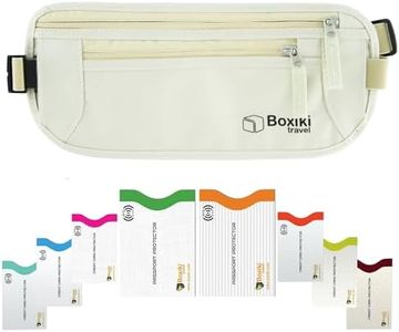 Boxiki Travel Beige Money Belt with RFID Sleeves Set - Secure Travel Pouch and RFID Card Holder to Protect Cash, Credit Cards and Travel Documents for Men and Women