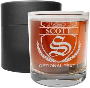 Personalized Etched 10.25 oz Whiskey Glass - Custom Engraved Bourbon Christmas Gifts for Men, Dad Scotch Drinking Birthday Glasses, Groomsmen, Liquor Cocktail Rocks Old Fashioned, Scott Monogram