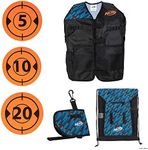 Nerf Jazwares NER0311 Elite Deluxe Gear Pack-Tactical Vest with Hip Holster, Cinch Backpack, and 5 Targets-Blast Into Battle AMAZONEXCLUSIVE, Multicolor