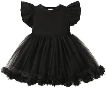 TENTIDE Baby Girl Butterfly Dress Tutu Ruffle Sleeveless Dresses Photograph Party Outfits Birthday Gift(6-12 Months, Black-1)