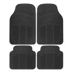 BDK All Weather Rubber Floor Mats for Car SUV & Truck - 4 Pieces Set (Front & Rear), Trimmable, Heavy Duty Protection (Black)