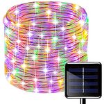 SUNSEATON Solar Rope Lights, 100 LEDs, 8 Modes String Lights Waterproof Solar String Copper Wire Light, Indoor Rope Lights for Garden Yard Path Fence Tree Wedding Party Decorative (33ft/10M, Multi)