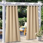 NICETOWN Outdoor Curtains 2 Panels Waterproof - Blackout Curtain Thermal Insulated Drapes for Front Porch Pergola Gazebo (W52 Inch by L84 Inch, Biscotti Beige, 2 PCs)