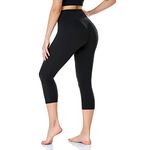 ACTINPUT Capri Leggings for Women High Waisted Tummy Control 3/4 Length Leggings Sports Workout Gym Running Yoga Pants(1pc Black,L-XL)