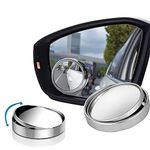 Horuhue 2Pcs Blind Spot Mirrors Car, 360° Rotate Round HD Glass Convex Rear View Mirror with ABS Protective Shell for Suv Van Universal Cars (Round-Silver)