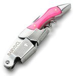 Professional Waiters Corkscrew by Barvivo - This Bottle Opener for Beer and Wine Bottles is Used by Waiters, Sommelier and Bartenders Around the World. Made of Stainless Steel and Pink Resin.