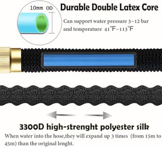 LUFENG 150FT Expandable Garden Hose – Double Latex Core, Brass Fittings, 9-Function Spray Nozzle