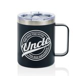 Uncle Gifts Coffee Mug Stainless Steel, Presents from Nephew Niece for Uncle Birthday Christmas, Travel Mug with Lid, 12oz/350ml - The Man The Myth The Bad Influence