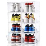 【Large & Thicken】Shoe Storage Box, 8 PACK, Shoe Organizer Shoe Box Clear Plastic Stackable, Drop Front Shoe Box with Magnetic Door, Shoe Containers For Sneaker Display, Fit up to US Size 12