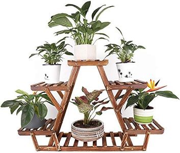 unho Porte Plante Intérieur Bois, Étagère Plantes Intérieure à 6 Tablettes Support Plantes Intérieur Extérieur pour Jardin Terrasse Balcon Maison - 92x58x25.4cm