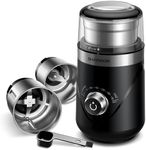 SHARDOR Adjustable Coffee Grinder Electric, Automatic Spice Grinder, Coffee Bean Grinder, Herb Grinder, Espresso Grinder with 2 Removable Stainless Steel Wet and Dry Bowls, Black