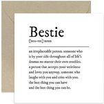 Old English Co. Bestie Definition Card for Her - Funny Best Friend Birthday Card - Thank You Card for Best Friend - Thinking of You Sympathy Card for BFF | Blank Inside Envelope