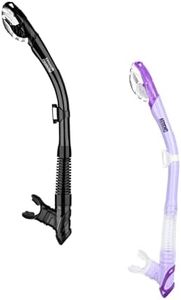 Aegend Dry Snorkel, Dive Mask Easy-Breath Free Diving Snorkel for Snorkeling Scuba Diving Freediving Swimming, with Top Dry Valve and Food-Grade Silicone Mouthpiece(Black Dark Blue & Purple)