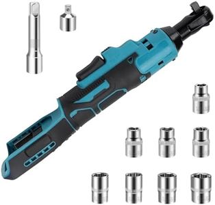 Battery Ratchet, 3/8 Inch Electric Ratchet Wrench Compatible with Makita 18 V, 55 N.m/40 Ft-lbs Cordless Ratchet Wrench with LED/8 Socket Wrench, 1/4 Inch Adapter, 3 Inch Extension Rod (No Battery)