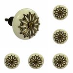 Maison Belle Ceramic Door Knobs - Gold Antique Finish (Size 1.75 INCH, Pack of 6)