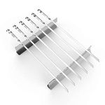 BearMoo BBQ Skewers,Kebab Skewers Sticks Barbecue Forks 43cm 6-Pack Metal BBQ Skewers 8mm Flat Superior Grilling Skewers Durable and Reusable Barbecue Tool (Rack Included)
