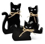 Gift Boutique 3 Halloween Cat Wooden Table Decorations Centerpiece Block 3 Sizes Black Cats Tiered Tray Tabletop Sign Decor for Office Dining Room Mantle Home Spooky Party Supplies