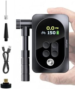 150PSI Electric Bike Pump with LED Light – Portable Cordless Bicycle Tire Inflator, 1400mAh Battery, 5 Preset Modes & Auto Stop – for Road MTB E-Bike Motorcycle & Sports Balls – Presta Schrader Valve