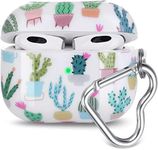 Olytop for Airpods 3rd Generation Case, Cute Succulent Printed Airpods 3 Gen Protective Hard Cover Skin Girl Women for Apple iPod 3rd Gen Case with Keychain-Cactus