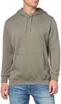 BOSS Patch Logo French Terry Pullover Hooded Cotton Sweatshirt, fossil grey, XL