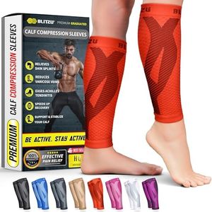 Calf Compression Sleeve for Women and Men, Shin Splint Compression Sleeves for Varicose Veins, Nursing, Pregnancy, Running, Footless Compression Socks Support for Calf Muscle Pain Relief Tangerine XXL