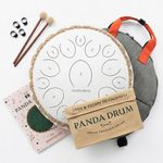 Panda Drum Pro (White) | Steel Tongue Handpan with Music Book, Mallets, Carrying Bag & Finger Picks | 15 inch, 432 Hz | Rain Drum for Inside & Outside | Calming Musical Instrument for Adults & Kids