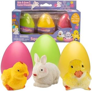 SCS Direct Easter Super Grow Eggs (3 Pack) – Hatch & Grow Surprise Pets in Water – Non-Candy Easter Basket Stuffers, Egg Hunt Prizes, and Party Favors for Kids & Toddlers – Hatch Chick, Duck, & Bunny