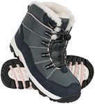 Mountain Warehouse Comet Kids Waterproof Snowboots -Warm Faux Fur Shoes, High Traction Outsole - Ideal for Cold Weather, Walking Khaki Kids Shoe Size 2