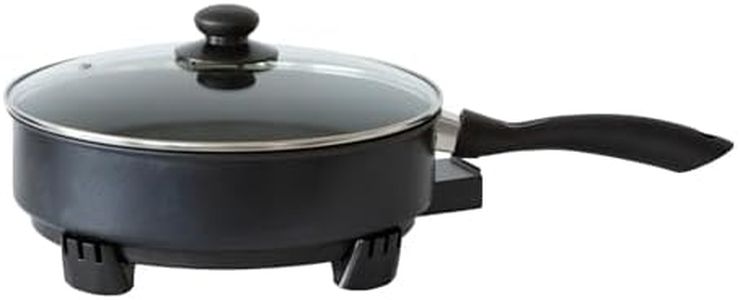 Healthy Choice 28CM Electric Kitchen Skillet with Nonstick Coated Grill Pan & Glass Lid Cover, Indoor Countertop Cooking Pan with 5 Temperature settings & Handle Compact Easy Clean