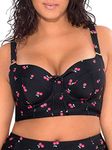 Smart & Sexy Women's Plus-Size Long Lined Underwire Bikini Top, Sweet Cherry, 38D