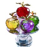 QF 5.1inches Height, 5 Colors Crystal Faceted Apples Ornament, Glass Apple Figurines Collectibles with Rotatable Base for Home Table Decor